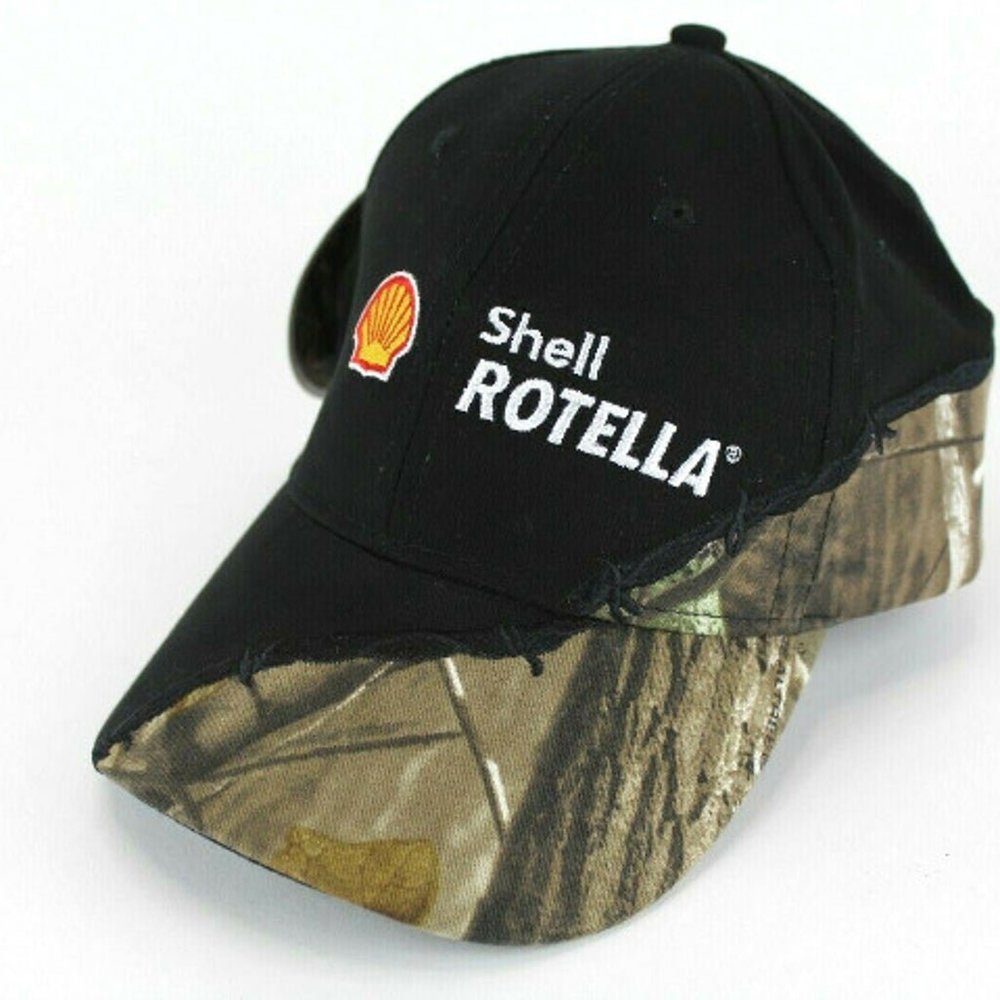 Shell Oil Rotella Baseball Realtree AP Cap Hat Camouflage Black New With Tags